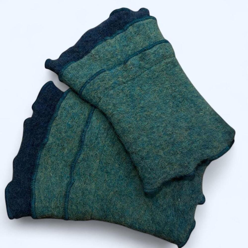 Anra tealgreen wool blend fingerless
